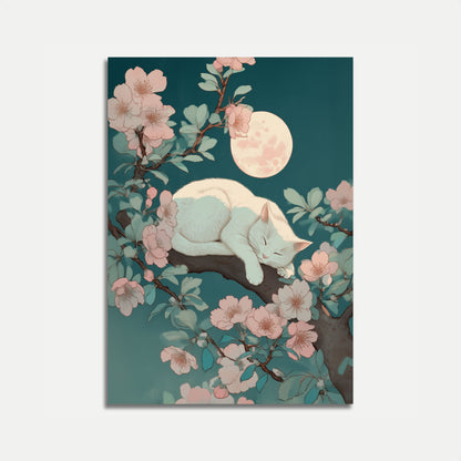 Pôster de Gato Dormindo sob Luar