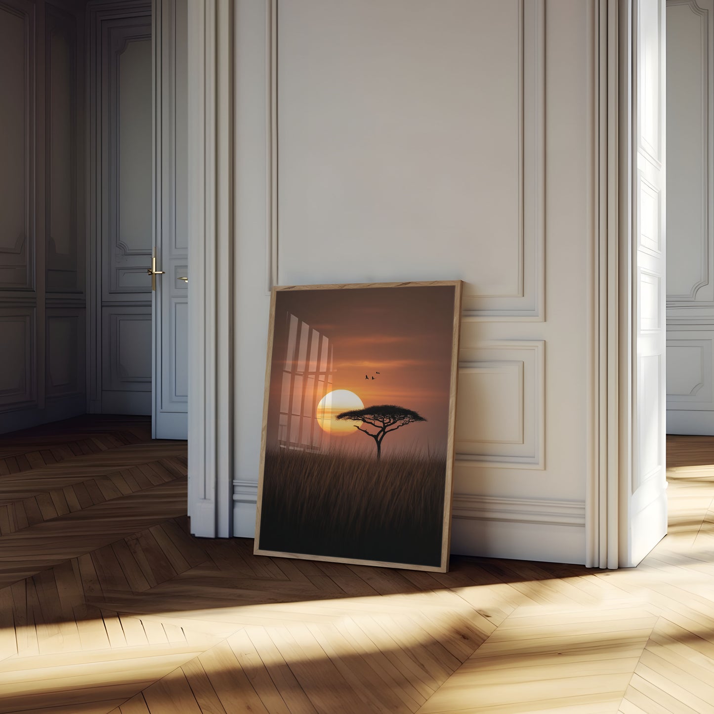 Plakat Zachód Słońca Akacji Afrykańskiej