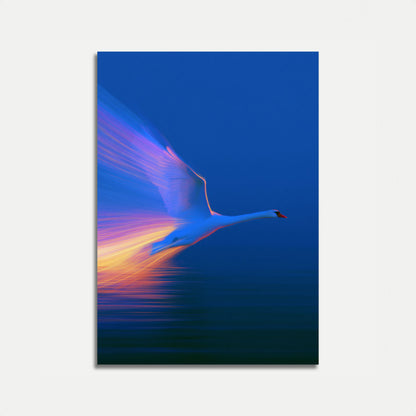 Ethereal Swan in Flight Poster