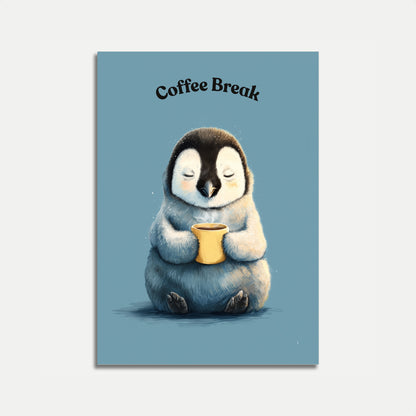 Sleepy Penguin Coffee Break Poster