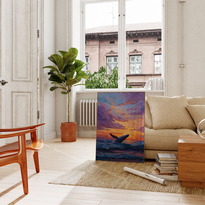 Affiche de Baleine en Saut au Coucher de Soleil