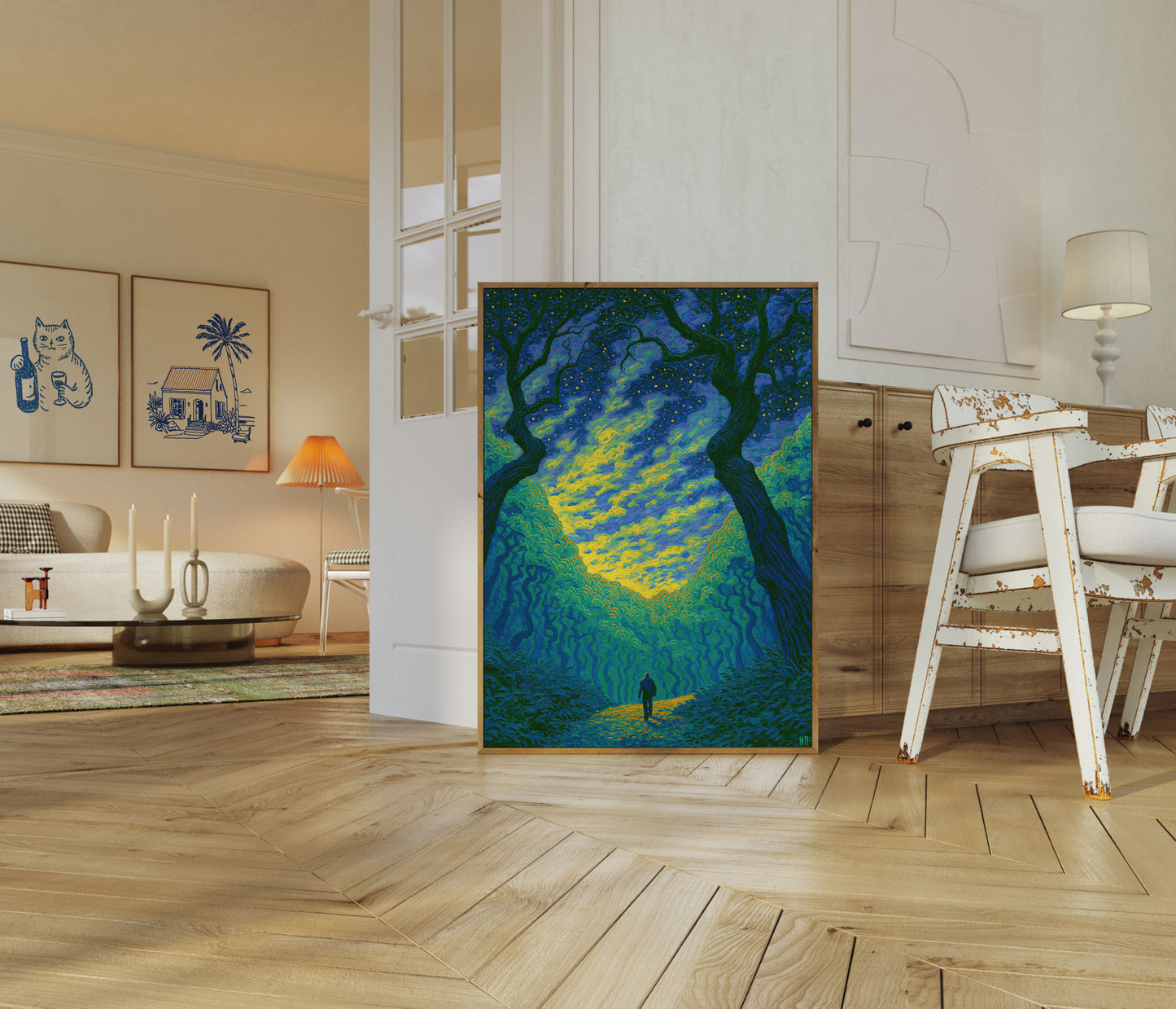 Poster Sentiero Foresta Notte Stellata