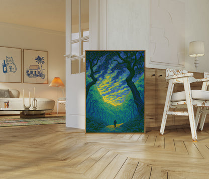 Poster Sentiero Foresta Notte Stellata