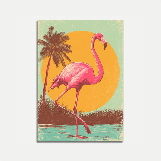 Tropical Flamingo Sunset Poster