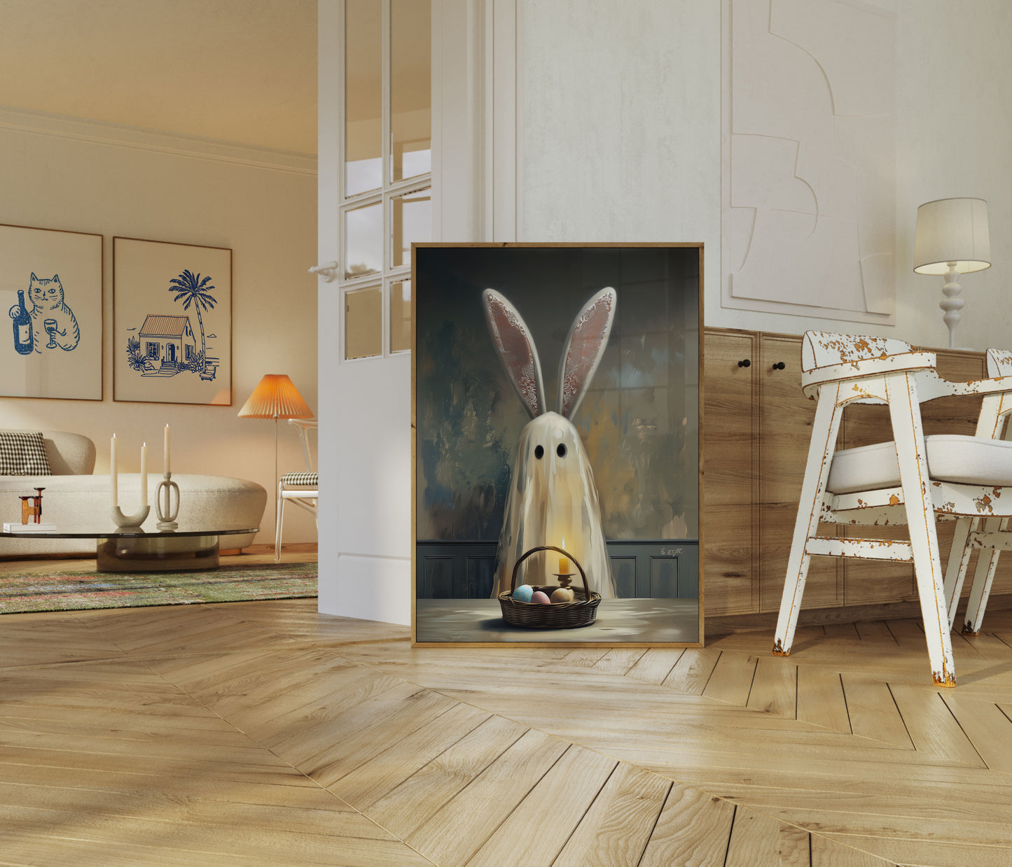 Osterhase Mit Eierkorb Poster