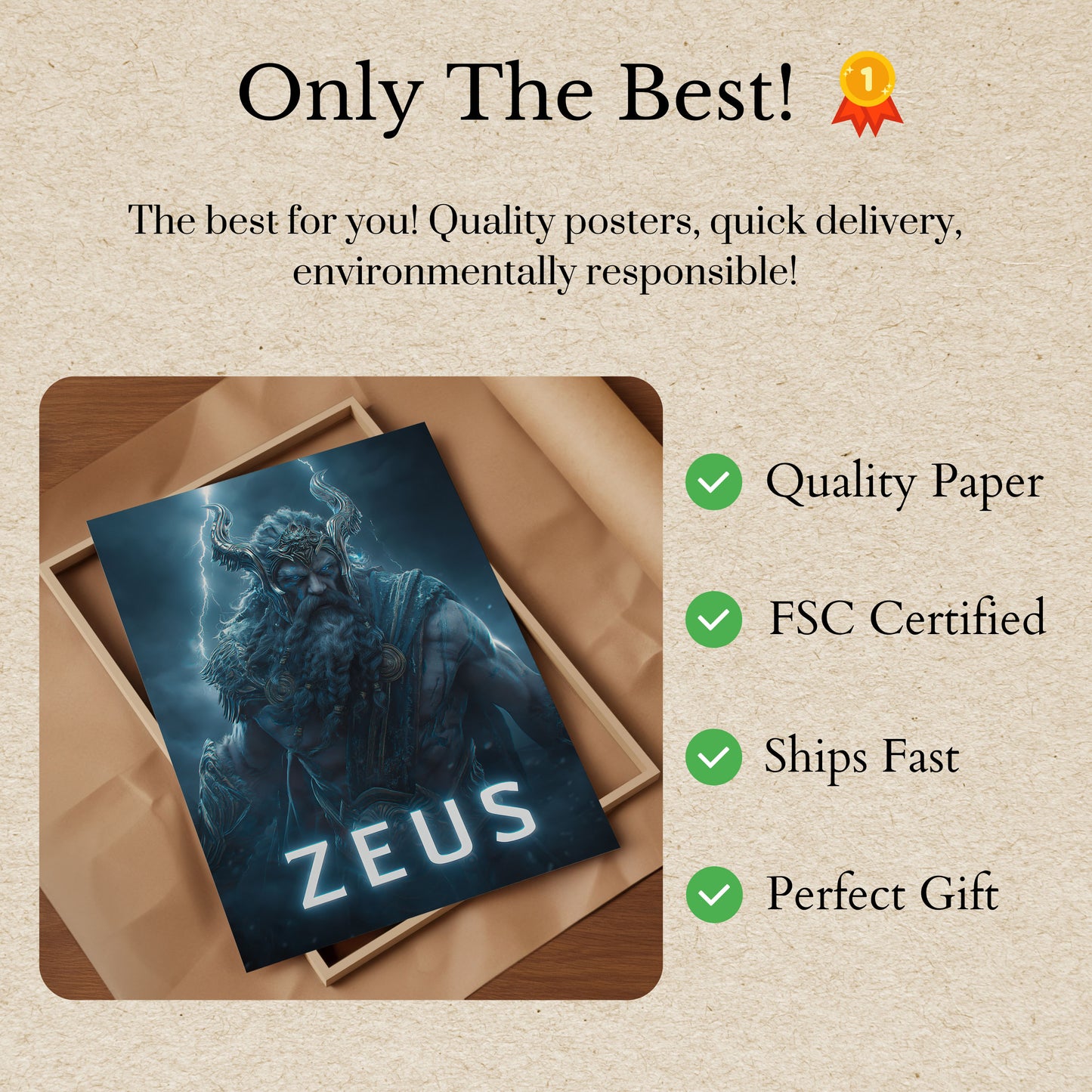 Zeus Bůh hromu Plakát