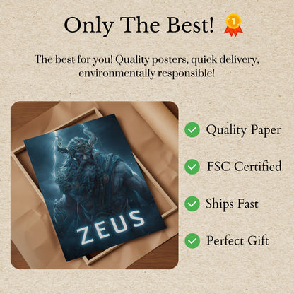 Zeus Bůh hromu Plakát