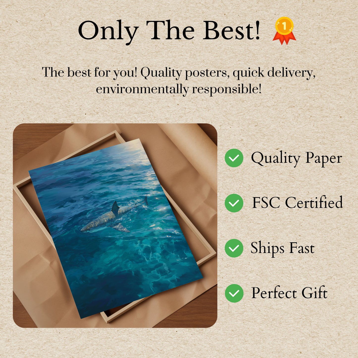 Póster del majestuoso tiburón azul en el océano