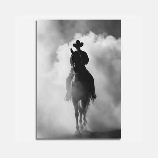 Einsamer Reiter durch Wolken Poster