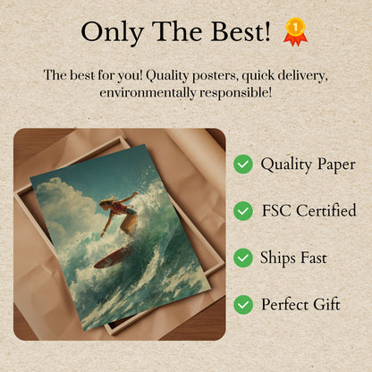 Ocean Wave Rider Surfing Poster