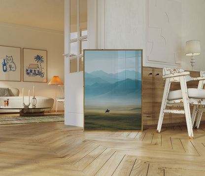 Einsamer Reiter Bergposter