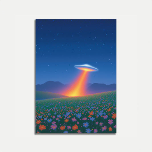 Alien Encounter Flower Field Poster