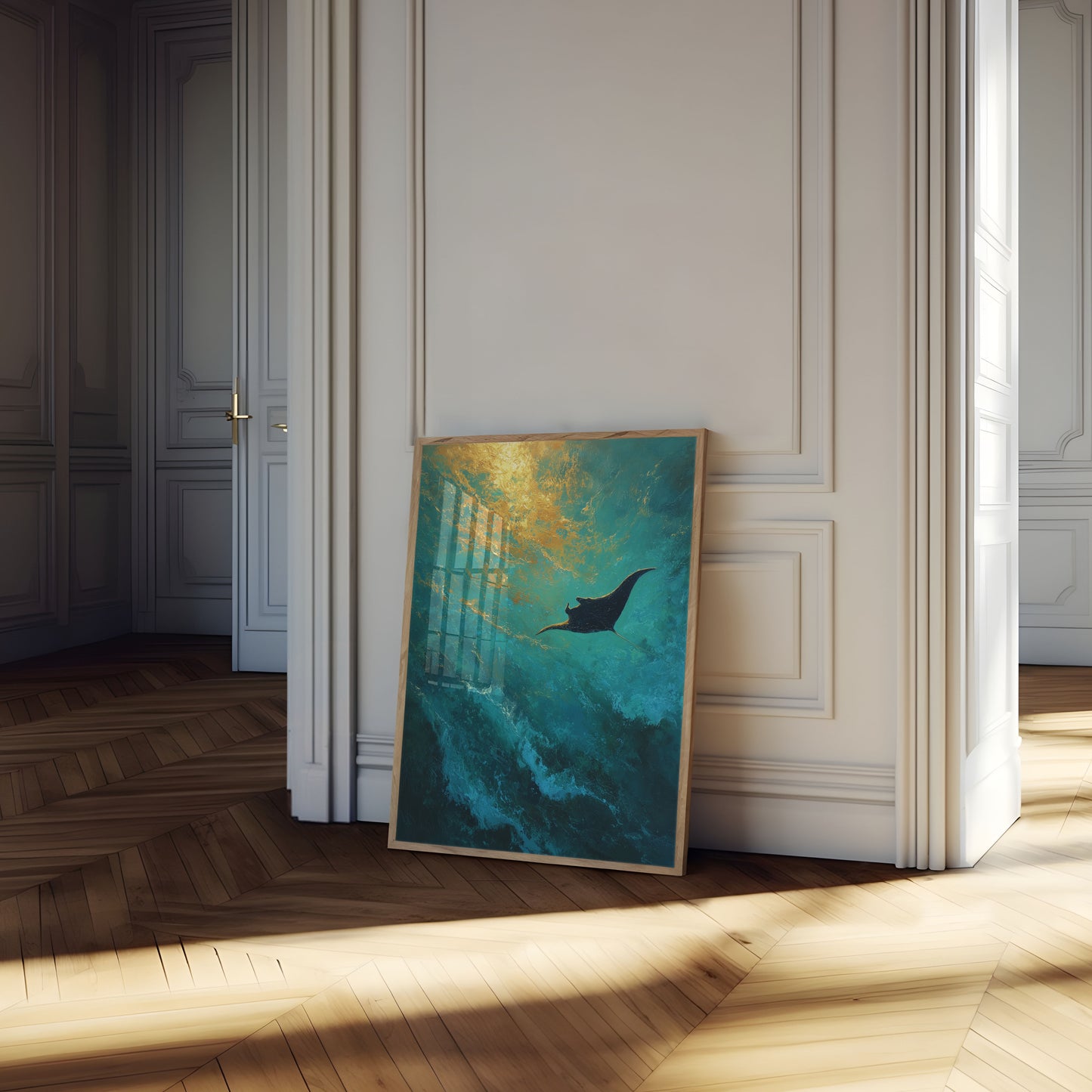 Manta Ray Zwemmende Onderwater Poster