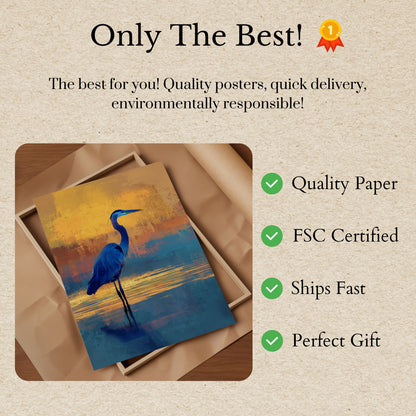 Blue Heron Sunset Poster