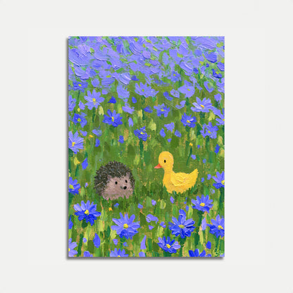 Poster Riccio e Anatra tra Fiori di Campo