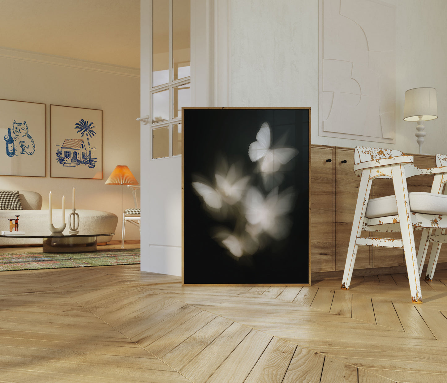 Ethereal White Butterflies Poster