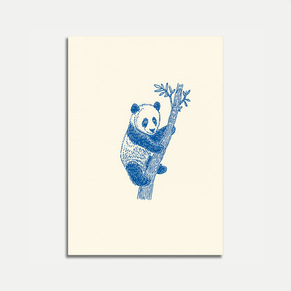 Blue Panda Tree Climb Poster