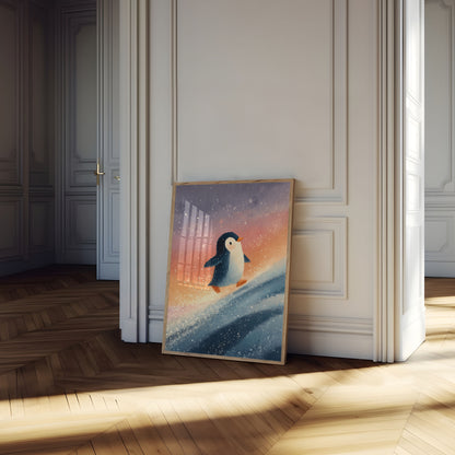 Surfende Pinguïn Winterposter