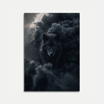 Dark Wolf in Stormy Clouds Poster