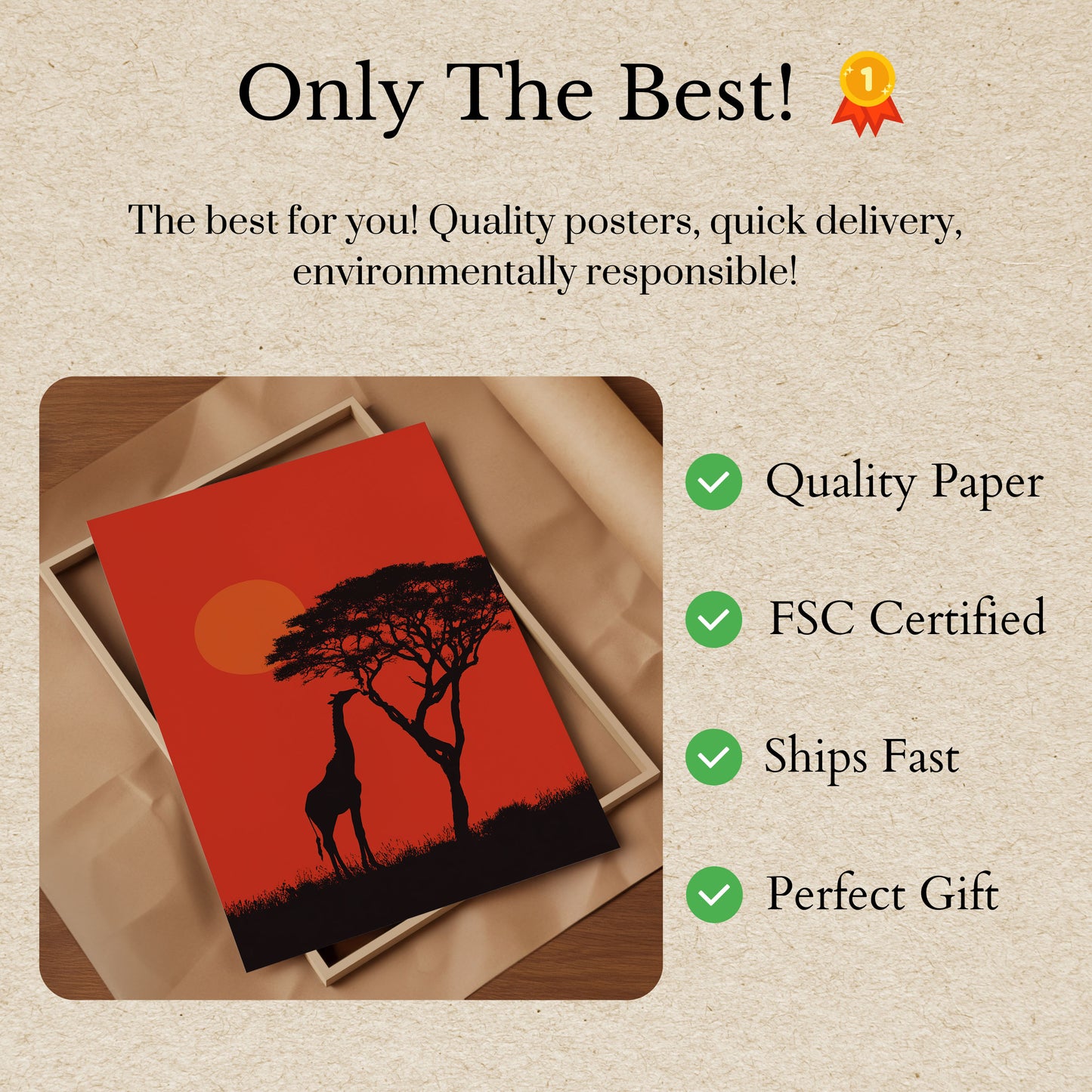 Pôster de Girafa Alcançando Árvore de Acácia