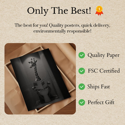 Giraffe Reading Bathroom Poster