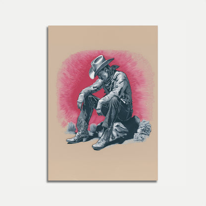 Ensam Cowboy som vilar Affisch