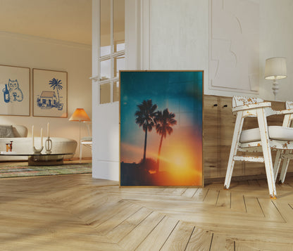 Tropical Sunset Palm Trees Poster