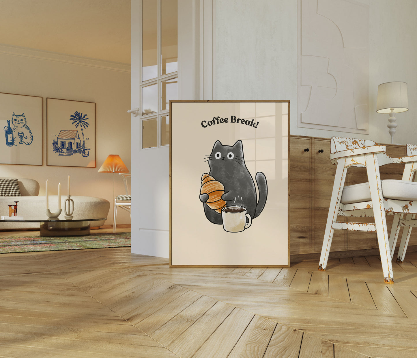 Cute Cat Coffee Break Poster