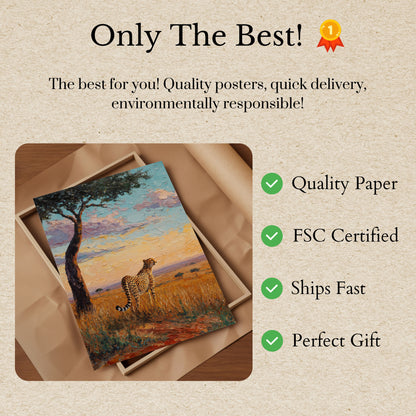 African Savanna Cheetah Sunset Poster