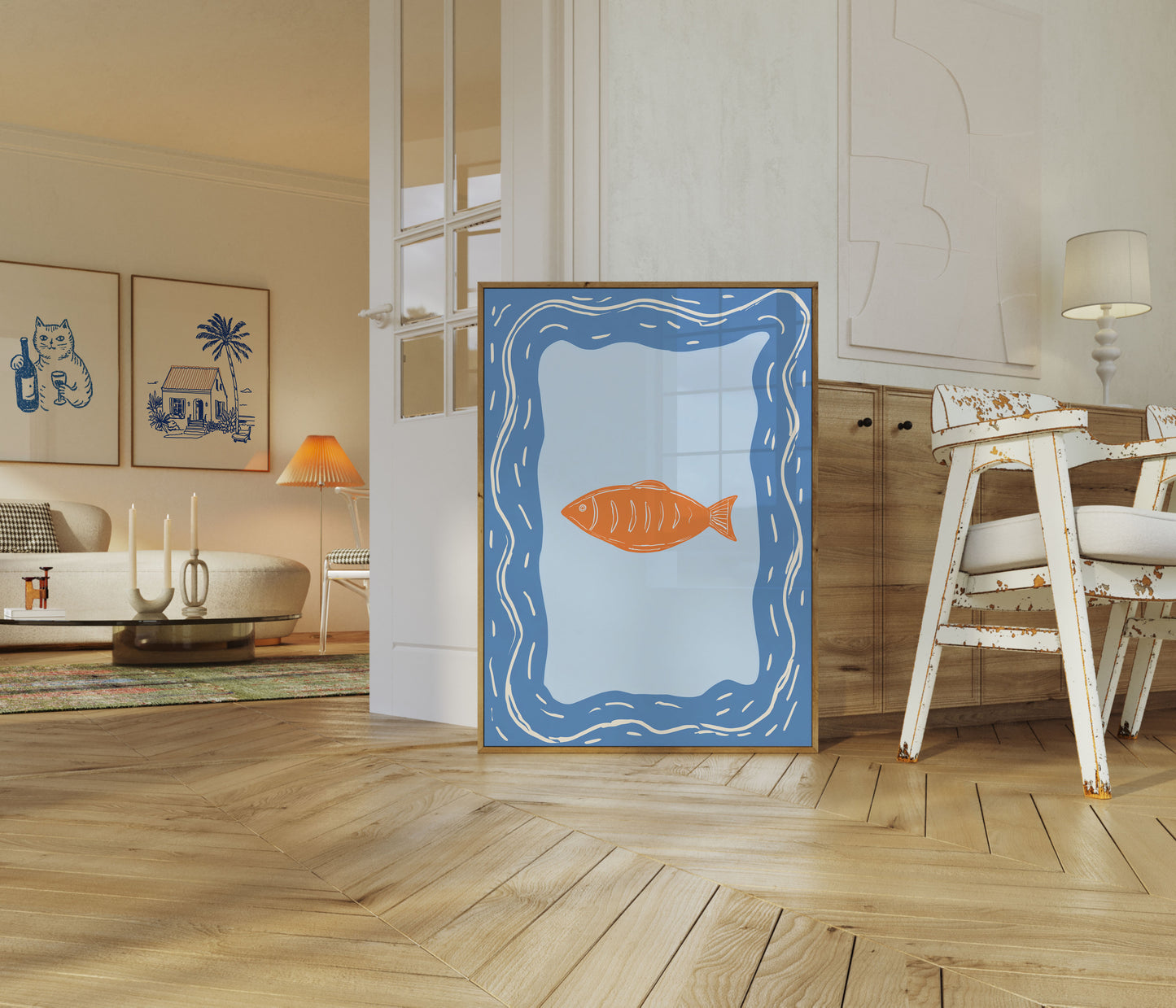 Affiche de poissons oranges nageant
