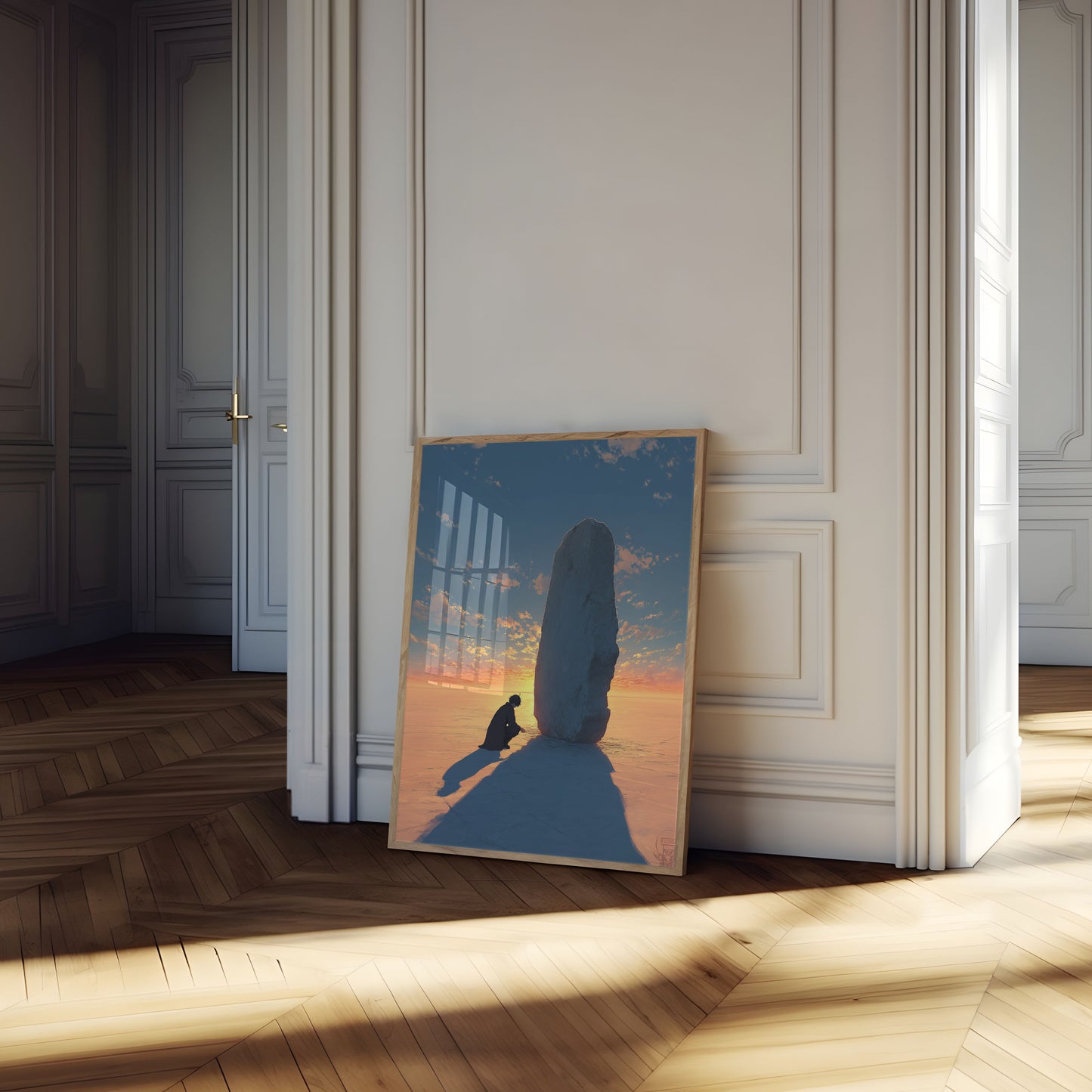 Solitary Stone Sunset Poster