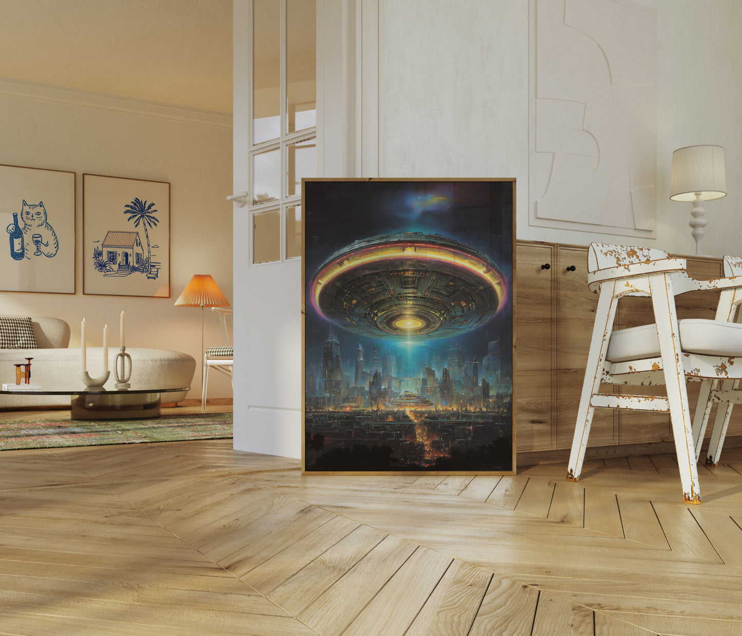 Alien Mothership City Invasion Poster