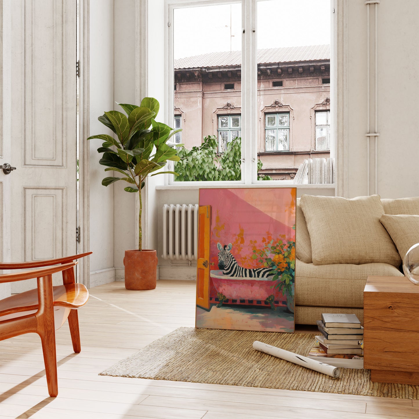 Kunstposter voor bij de badkamer: Zebra