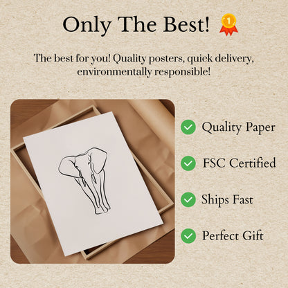 Minimalist Elephant Line Art Poster