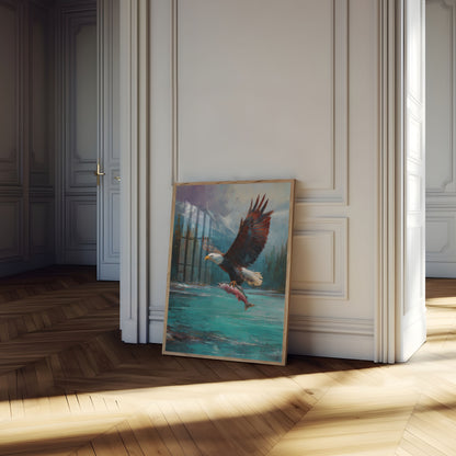 Poster Aquila che Cattura il Salmone