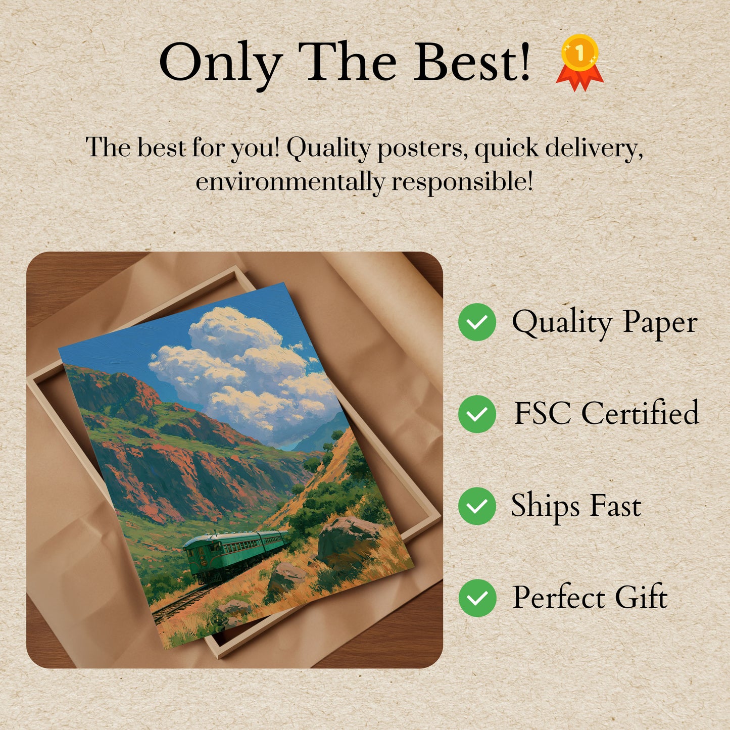 Mountain Train Journey Poster