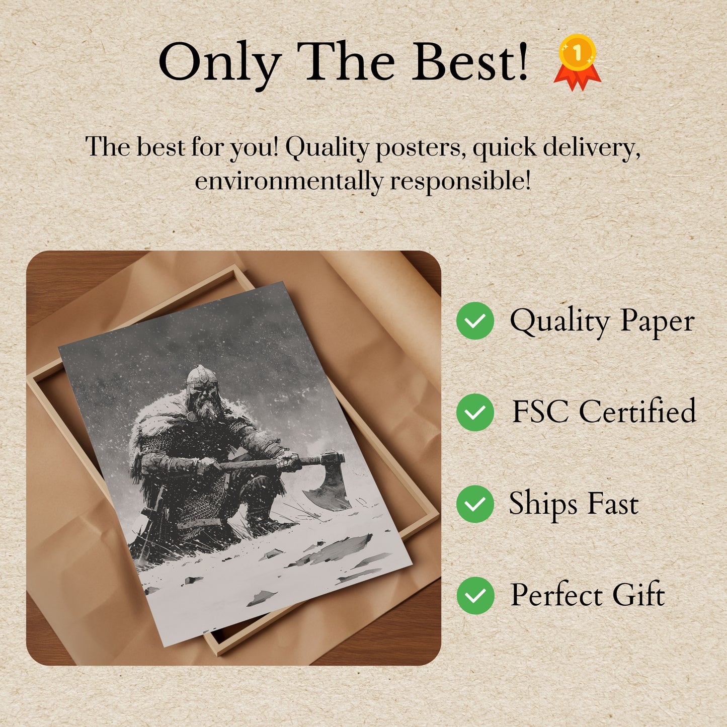 Viking Warrior in Snowstorm Poster