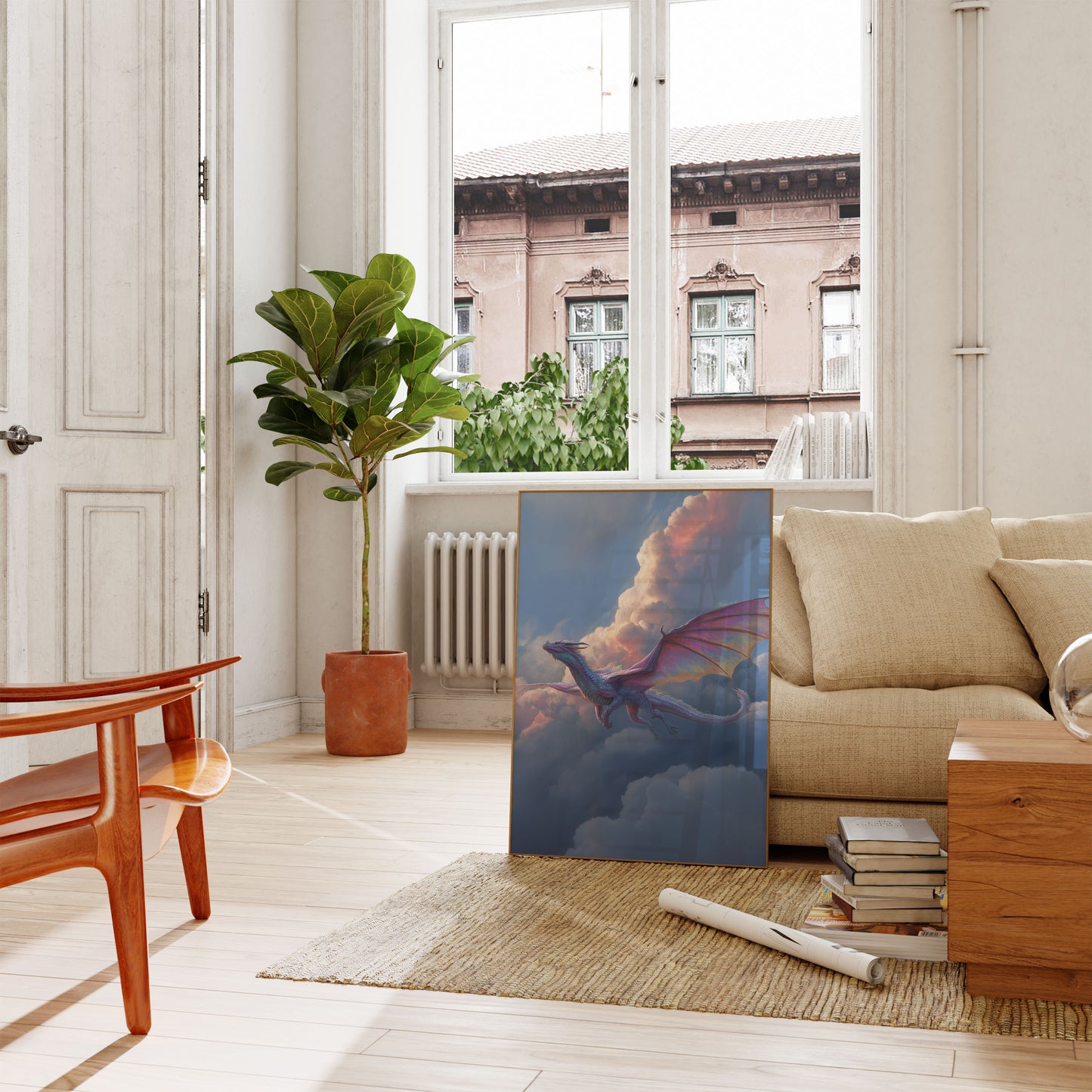 Póster del viaje celestial del dragón etéreo