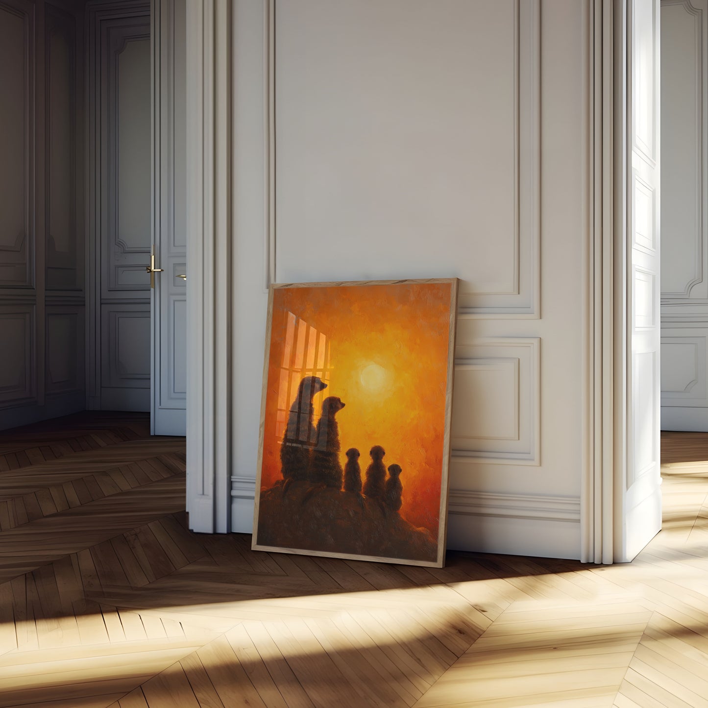 Affiche Coucher de Soleil Famille Suricate