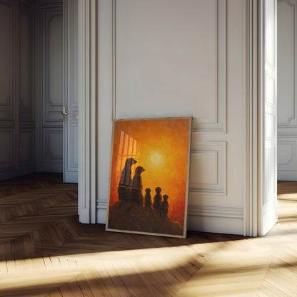 Affiche Coucher de Soleil Famille Suricate