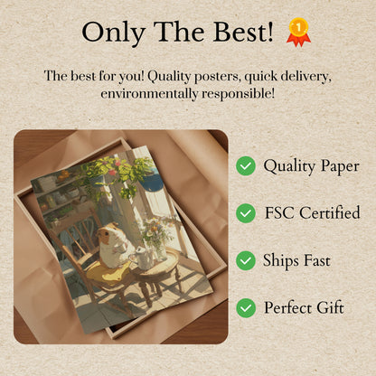 Póster acogedor de la hora del té con conejillos de indias