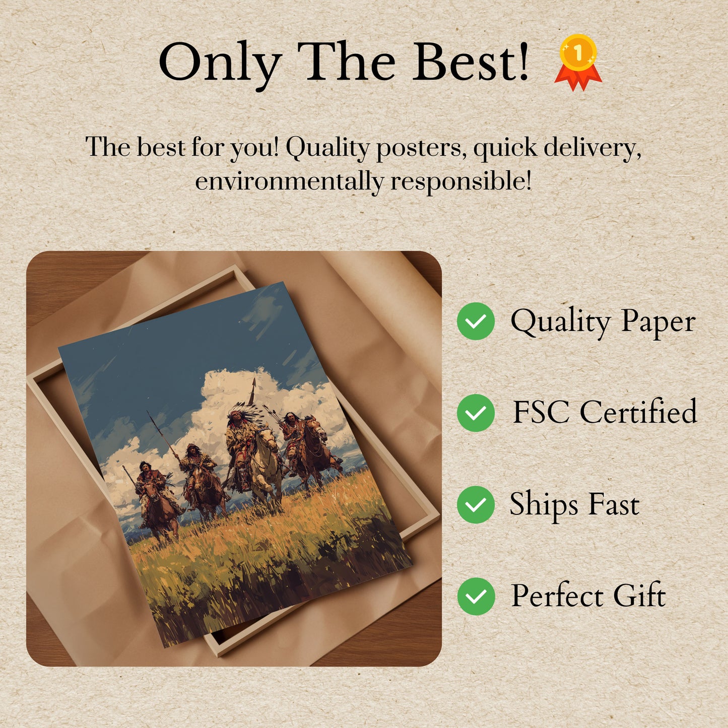 Native American Riders Prairie Poster