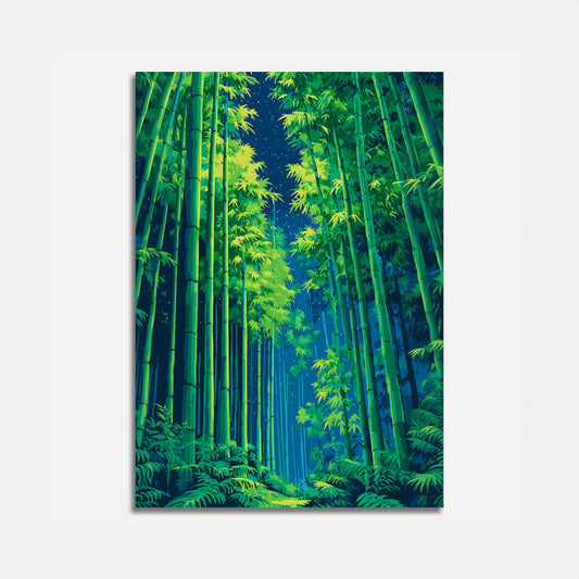 Stjernefull Bambuskog Nattplakat