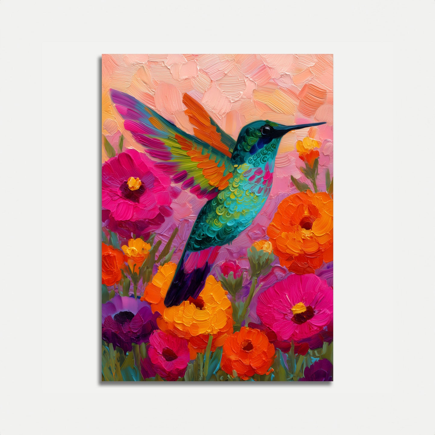 Vibrant Hummingbird Garden Poster