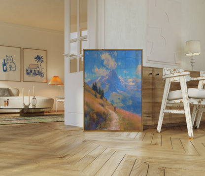 Cartaz Alpino do Montanhista com Vista Panorâmica