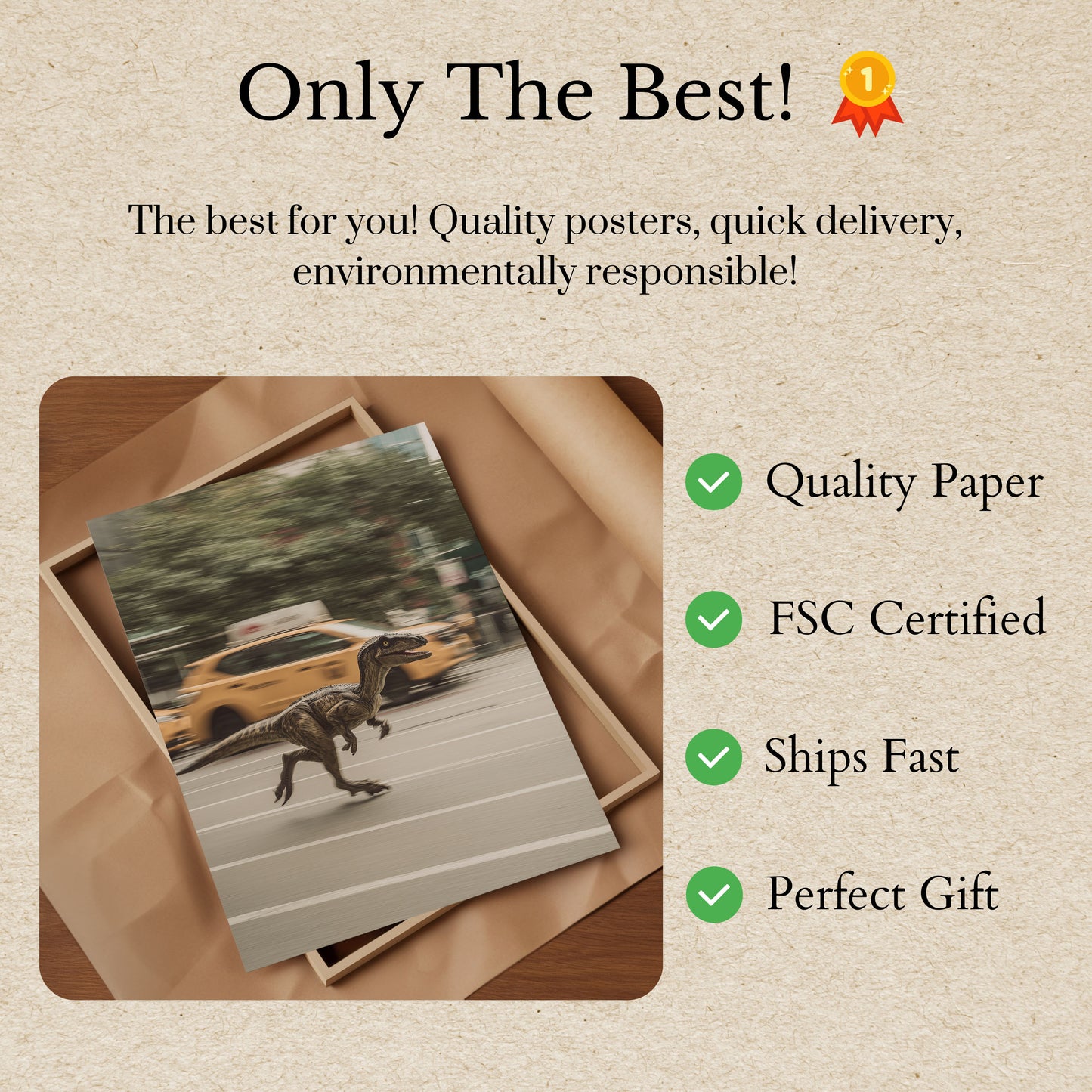 Póster de carreras de dinosaurios en las calles de la ciudad