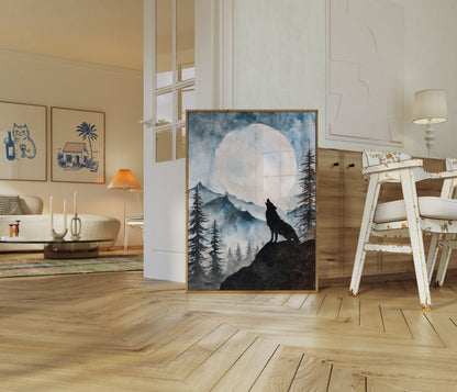 Moonlit Wolf Wilderness Poster