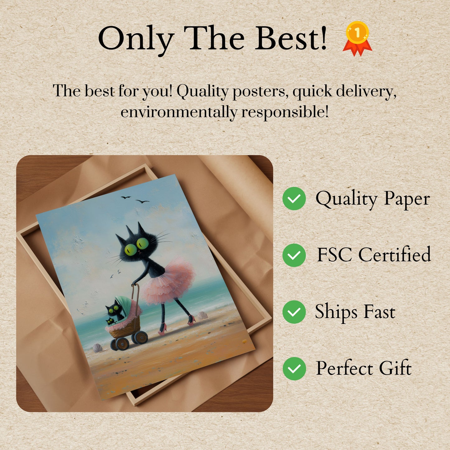 Beach Ballerina Cats Poster