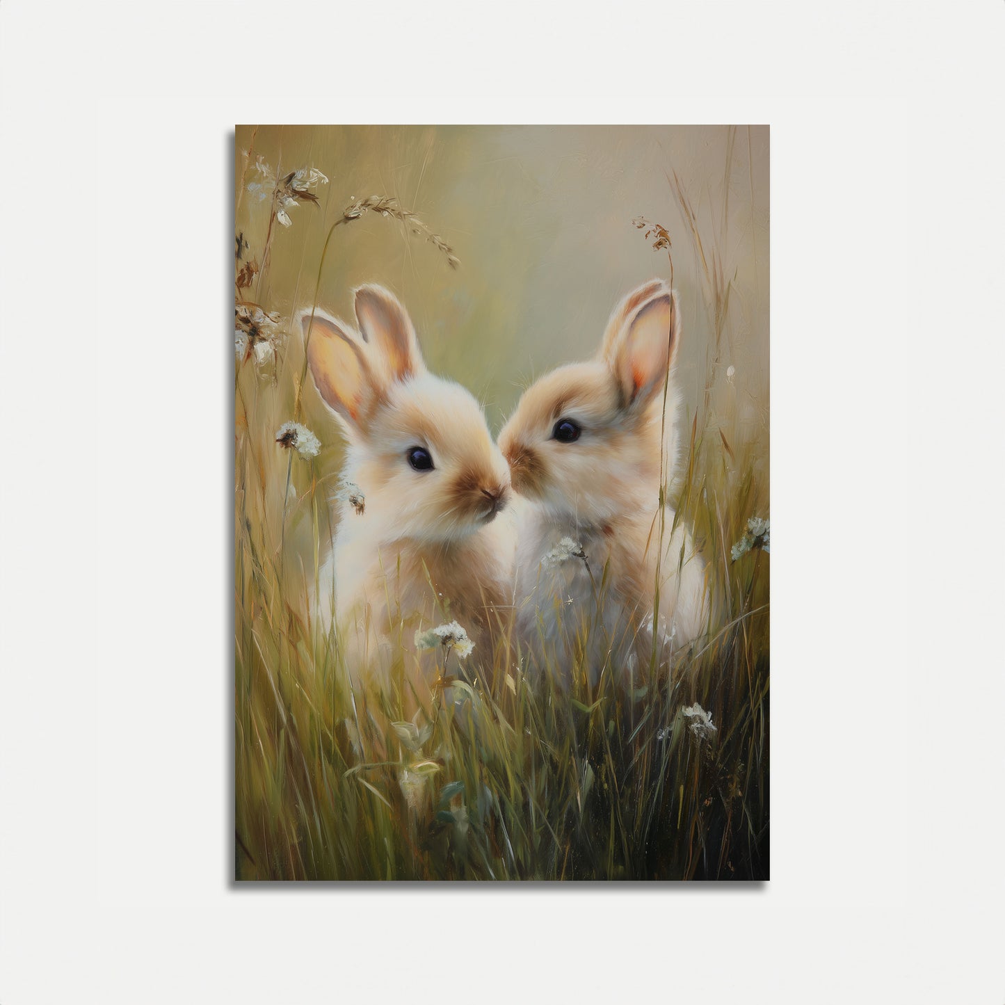 Zwei Kaninchen auf der Wiese Poster