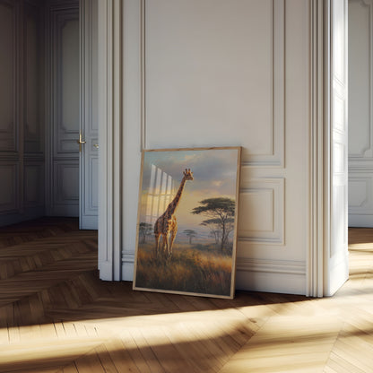 Majestic Giraffe Savanna Sunset Poster